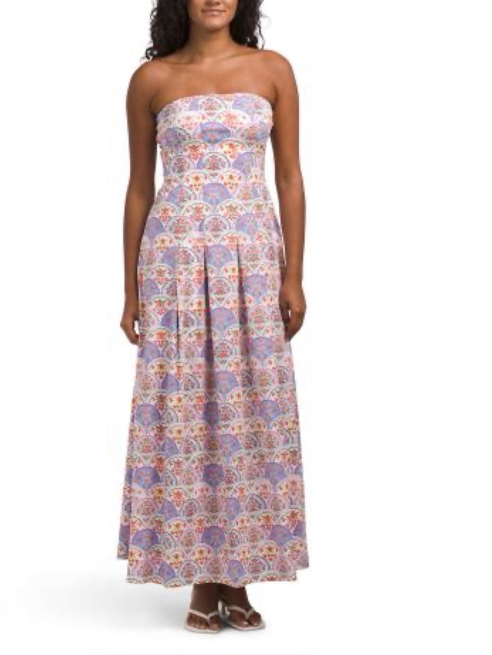 New 7FAMK SZ MD Strapless block patterned dress